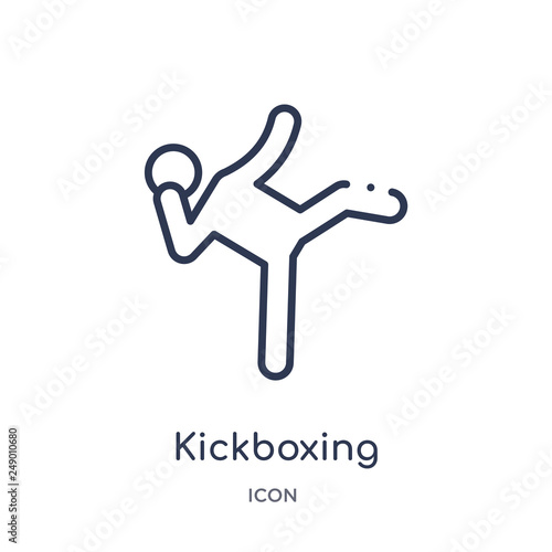 kickboxing icon from sport outline collection. Thin line kickboxing icon isolated on white background.