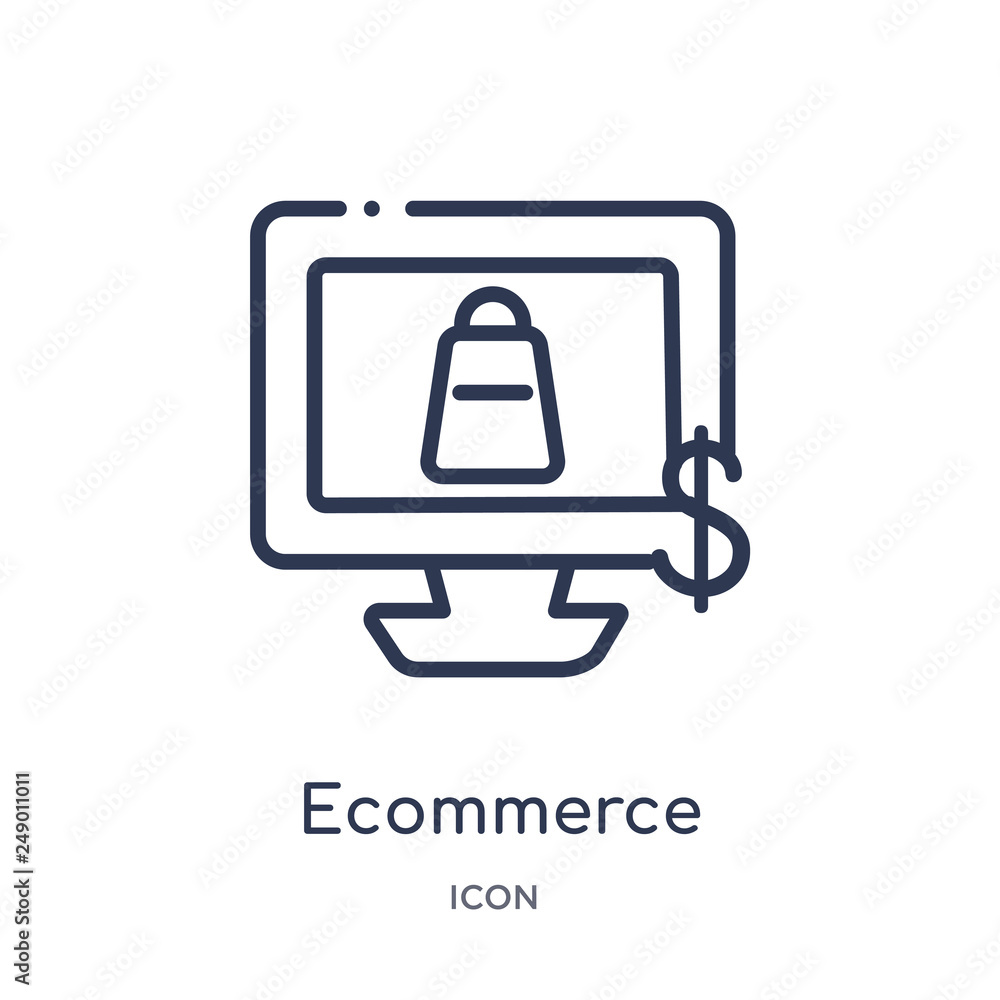ecommerce icon from social media marketing outline collection. Thin line ecommerce icon isolated on white background. ecommerce icon from social media marketing outline collection. Thin line ecommerce icon isolated on white background.