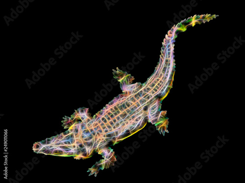 Bild auf Leinwand Abstract crocodile on black background.