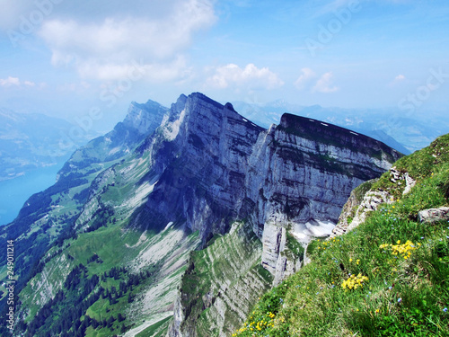 Mountain massive Churfirsten, between river valleys Thurtal and Seeztal - Canton of St. Gallen, Switzerland photo