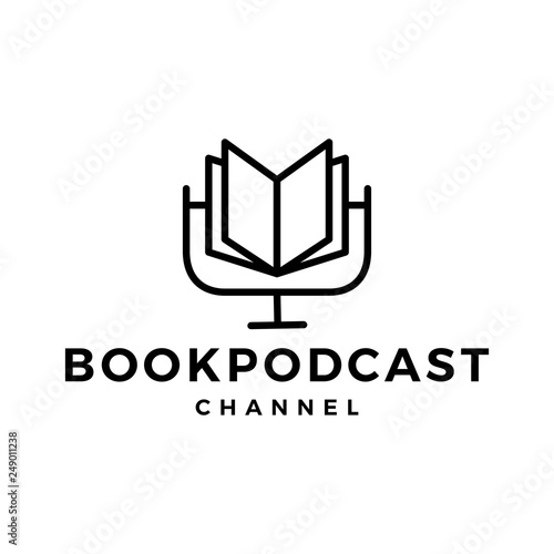 book podcast logo icon for book blog video vlog review channel