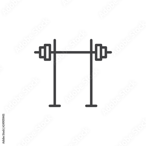Dumbbell stand line icon. linear style sign for mobile concept and web design. Squat rack outline vector icon. Fitness, gym symbol, logo illustration. Pixel perfect vector graphics