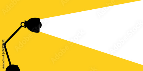 Silhouette of table lamp and White light,yellow background,place for text,