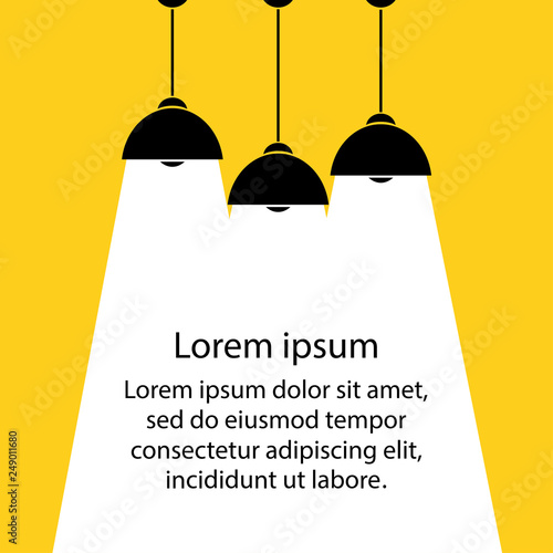 Three lamp bulbs on yellow background,part of moderm interior