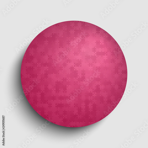 Pieces puzzle circle banner, blank. Vector jigsaw.