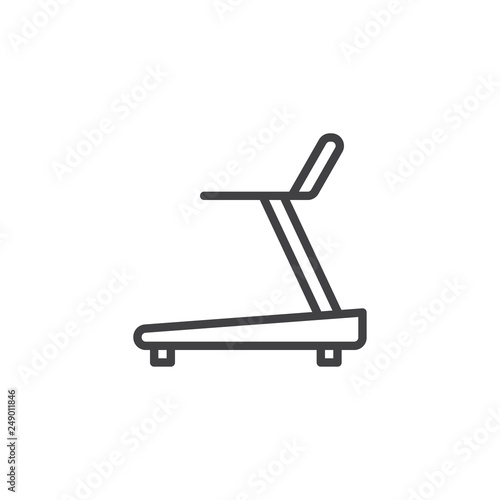 Treadmill machine line icon. linear style sign for mobile concept and web design. Gym treadmill machine outline vector icon. Symbol, logo illustration. Pixel perfect vector graphics