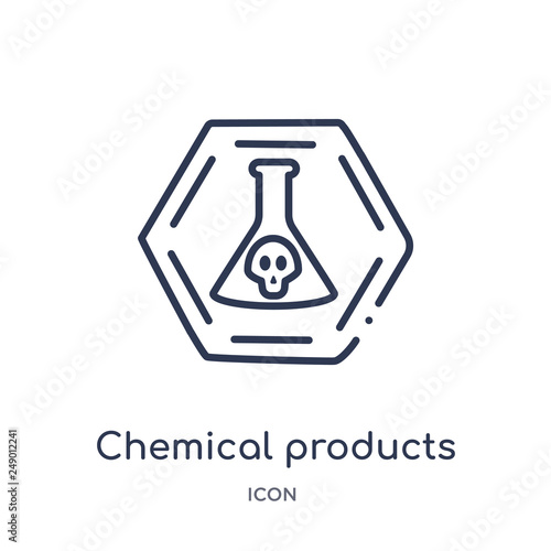 chemical products icon from signs outline collection. Thin line chemical products icon isolated on white background.