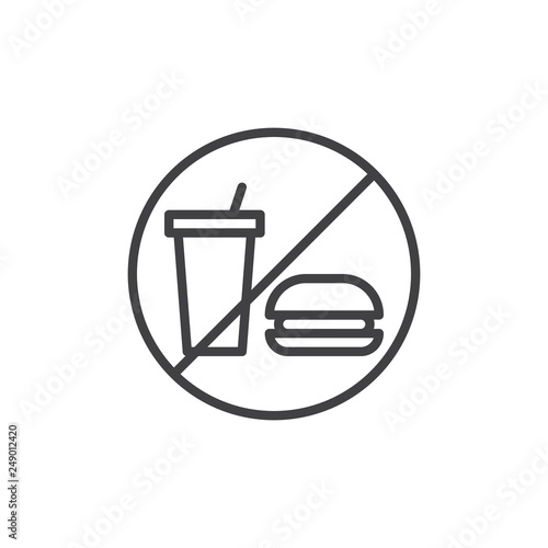 No junk food line icon. linear style sign for mobile concept and web design. Stop fast food outline vector icon. Symbol  logo illustration. Pixel perfect vector graphics