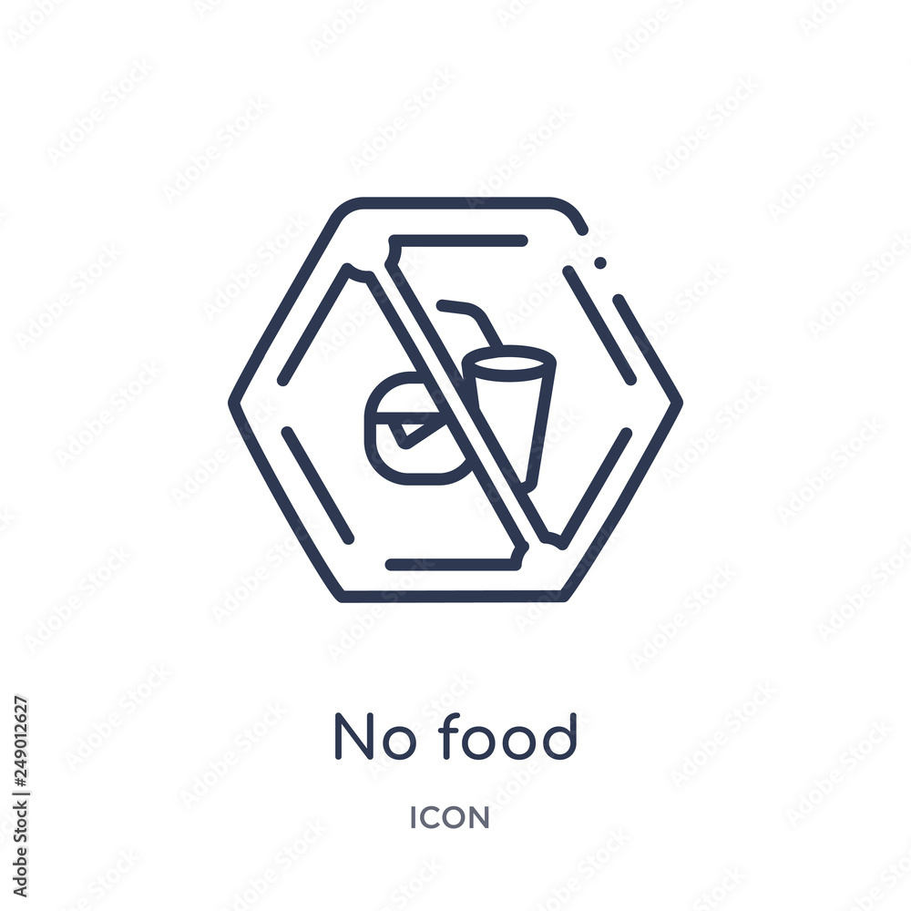 no food icon from signs outline collection. Thin line no food icon isolated on white background. no food icon from signs outline collection. Thin line no food icon isolated on white background.