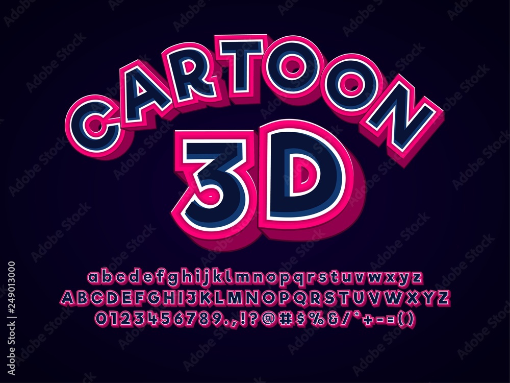 3d modern cartoon text effect with dark background compatible with illustrator 10 