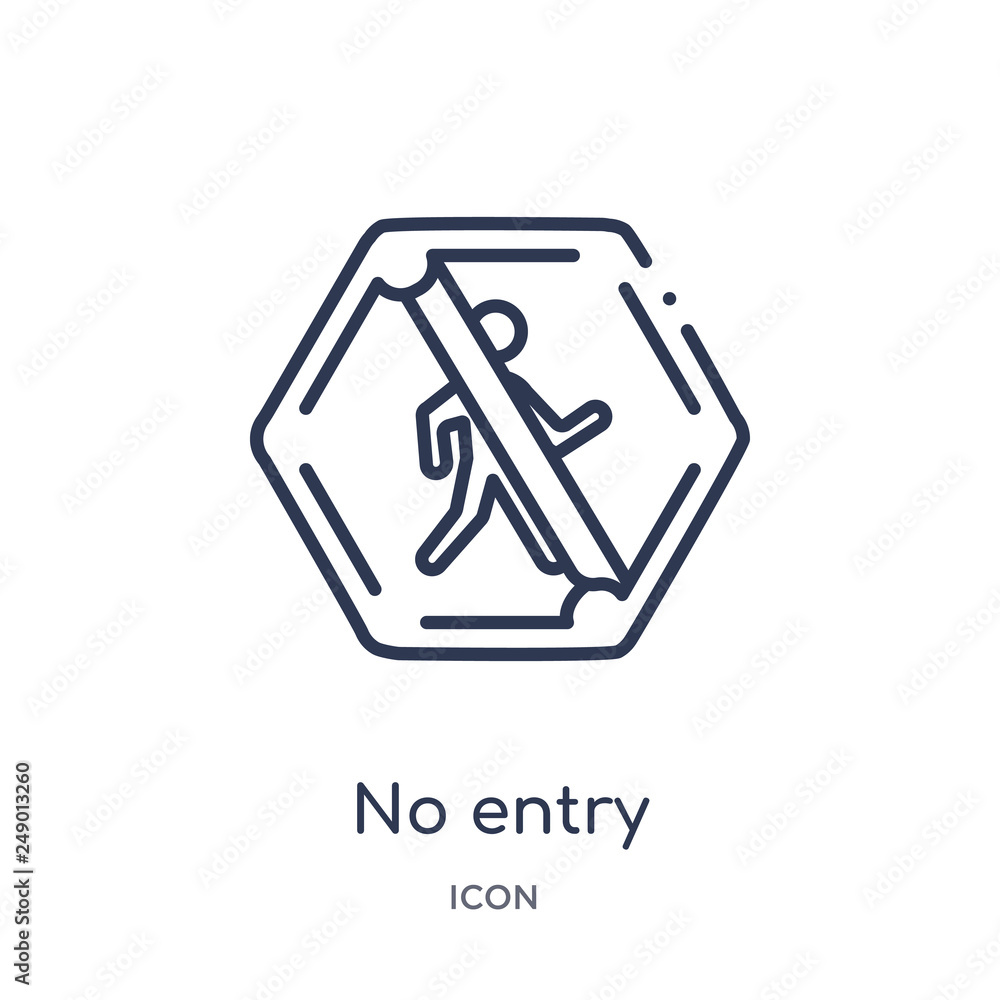 no entry icon from signs outline collection. Thin line no entry icon isolated on white background. no entry icon from signs outline collection. Thin line no entry icon isolated on white background.