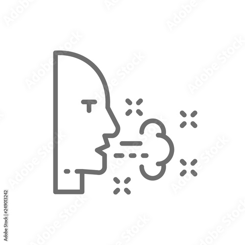 Respiratory problems, cough, allergy line icon.