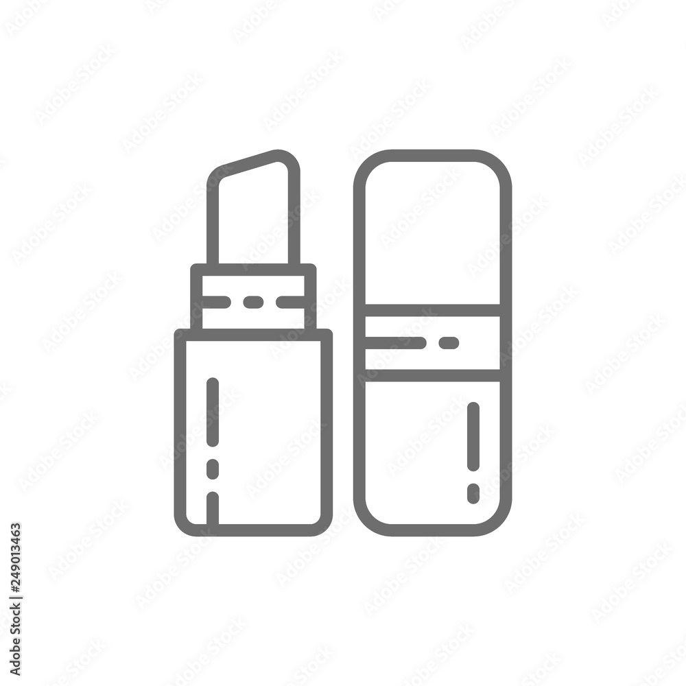 Linear lipstick in retractable case line icon. Linear lipstick in retractable case line icon.