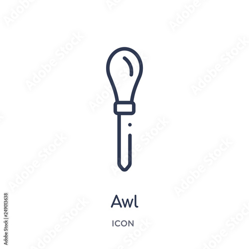 awl icon from sew outline collection. Thin line awl icon isolated on white background.