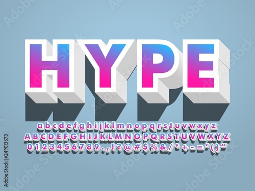 colorful gradient modern art font, with 3 dimension effect, cool hype logotype brand design  compatible with illustrator 10 