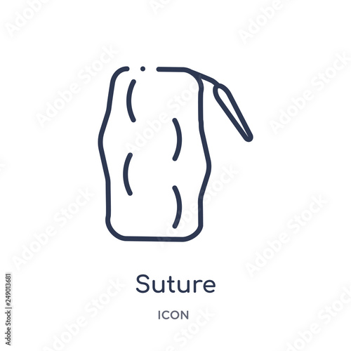 suture icon from sew outline collection. Thin line suture icon isolated on white background.