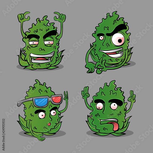 pack bundle cannabis kush cartoon 