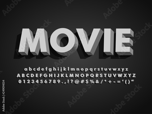 retro vintage bold 3d black and white typeface old movie font compatible with illustrator 10 