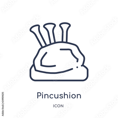 pincushion icon from sew outline collection. Thin line pincushion icon isolated on white background.