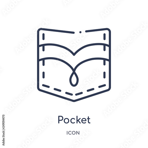 pocket icon from sew outline collection. Thin line pocket icon isolated on white background.