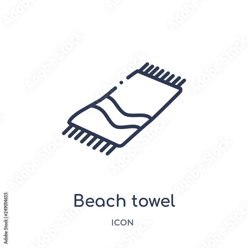 beach towel icon from season outline collection. Thin line beach towel icon isolated on white background.