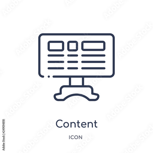 content icon from seo & web outline collection. Thin line content icon isolated on white background.