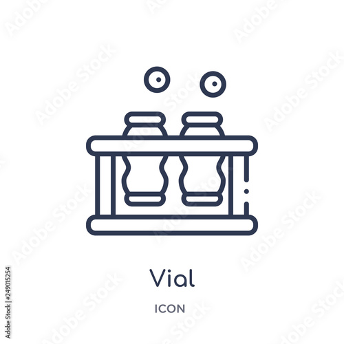 vial icon from science outline collection. Thin line vial icon isolated on white background.