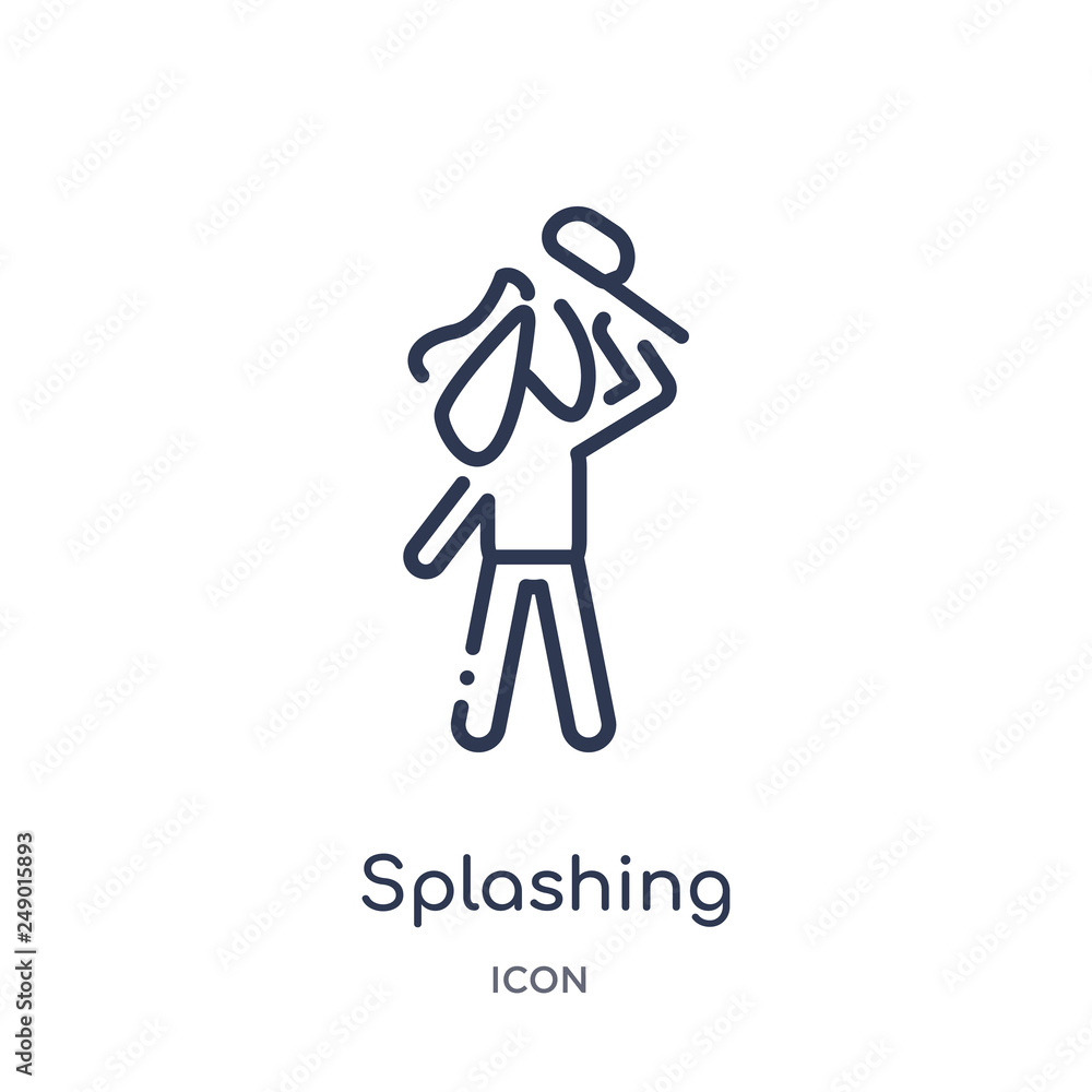 splashing icon from sauna outline collection. Thin line splashing icon isolated on white background. splashing icon from sauna outline collection. Thin line splashing icon isolated on white background.