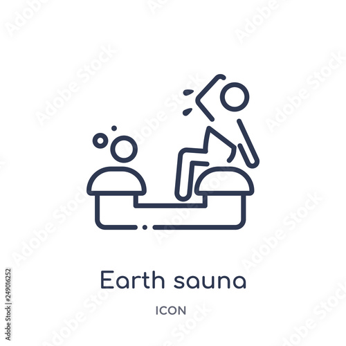 earth sauna icon from sauna outline collection. Thin line earth sauna icon isolated on white background.