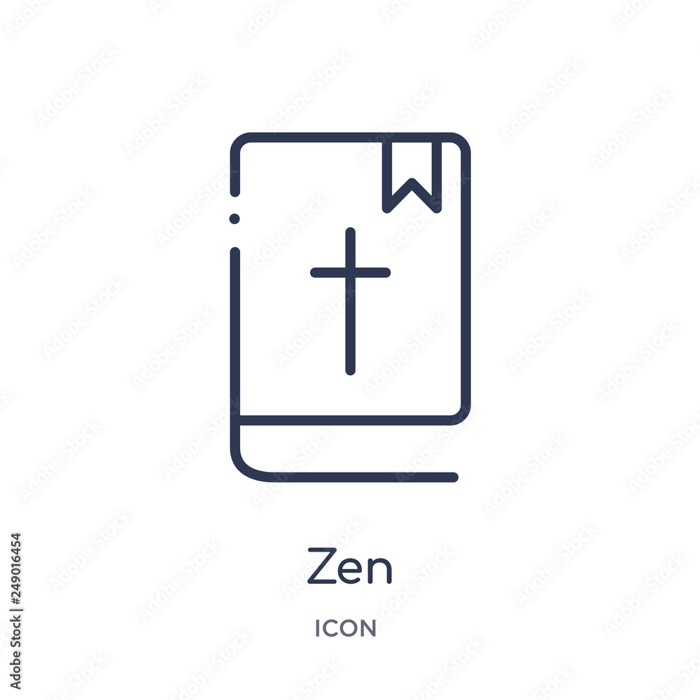zen icon from religion outline collection. Thin line zen icon isolated on white background. zen icon from religion outline collection. Thin line zen icon isolated on white background.