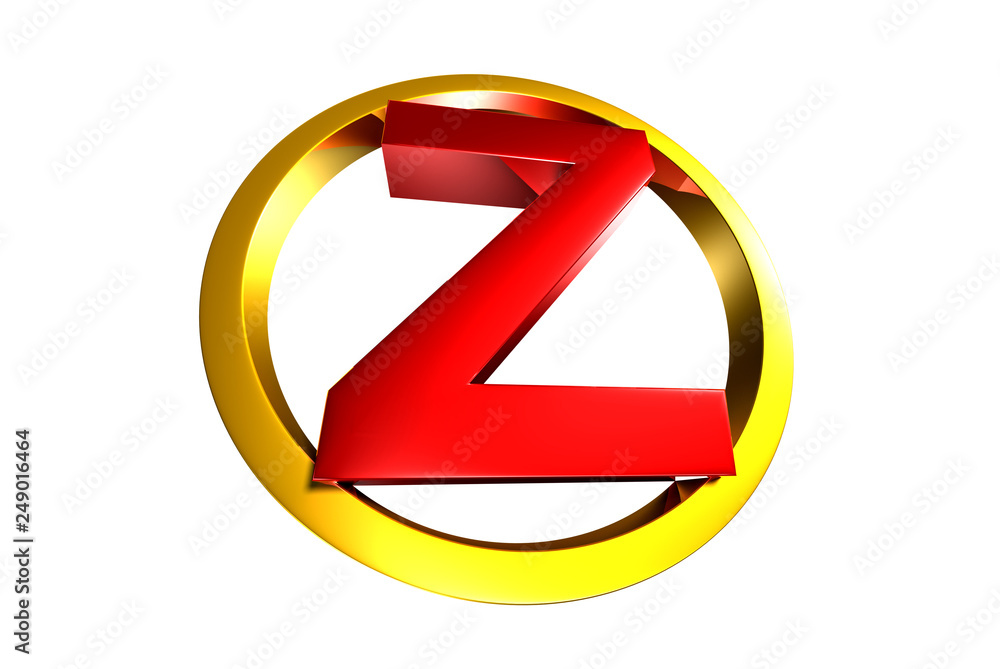 z red circle around. With clipping path.z 3d white background. z red circle around. With clipping path.z 3d white background.