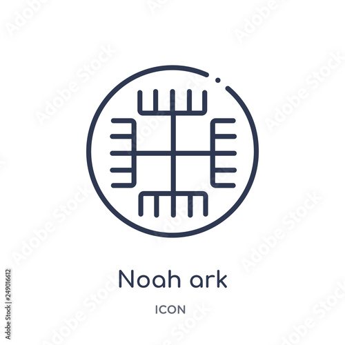 noah ark icon from religion outline collection. Thin line noah ark icon isolated on white background.