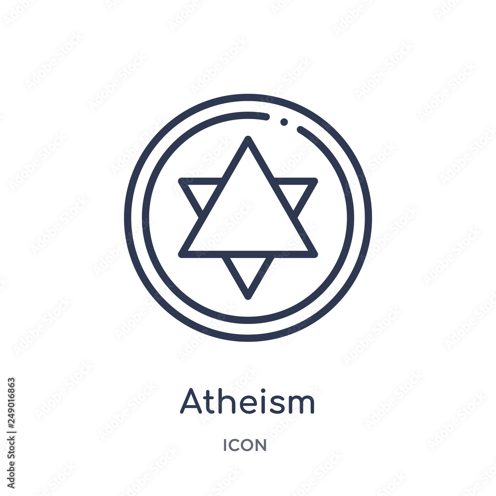 atheism icon from religion outline collection. Thin line atheism icon isolated on white background. atheism icon from religion outline collection. Thin line atheism icon isolated on white background.