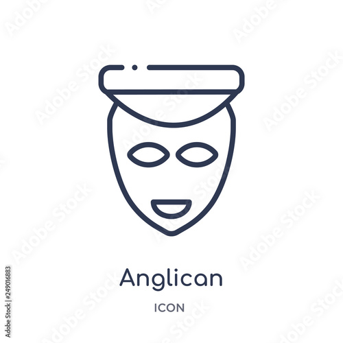 anglican icon from religion outline collection. Thin line anglican icon isolated on white background.