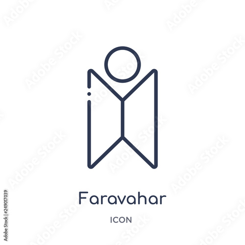 faravahar icon from religion outline collection. Thin line faravahar icon isolated on white background. photo