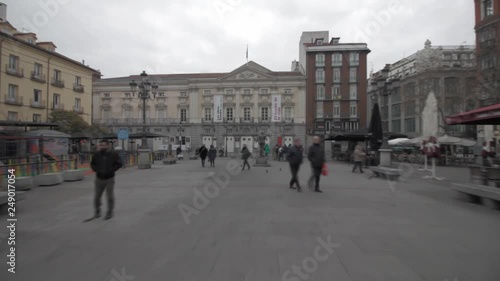 Hyperlapse of Federico Garcia Lorca statue in Plaza de Santa Ana, Barrio de las l√±etras, in Madrid Historic city center photo