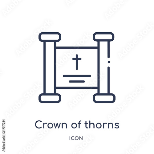 crown of thorns icon from religion outline collection. Thin line crown of thorns icon isolated on white background.
