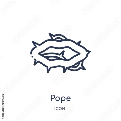 pope icon from religion outline collection. Thin line pope icon isolated on white background.