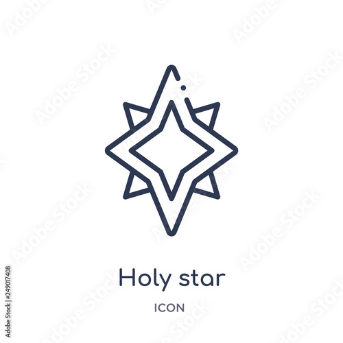 holy star icon from religion outline collection. Thin line holy star icon isolated on white background.