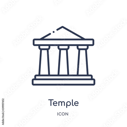 temple icon from religion outline collection. Thin line temple icon isolated on white background.