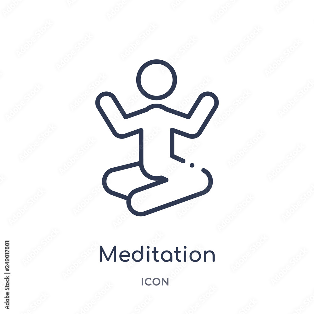 meditation icon from religion outline collection. Thin line meditation icon isolated on white background. meditation icon from religion outline collection. Thin line meditation icon isolated on white background.