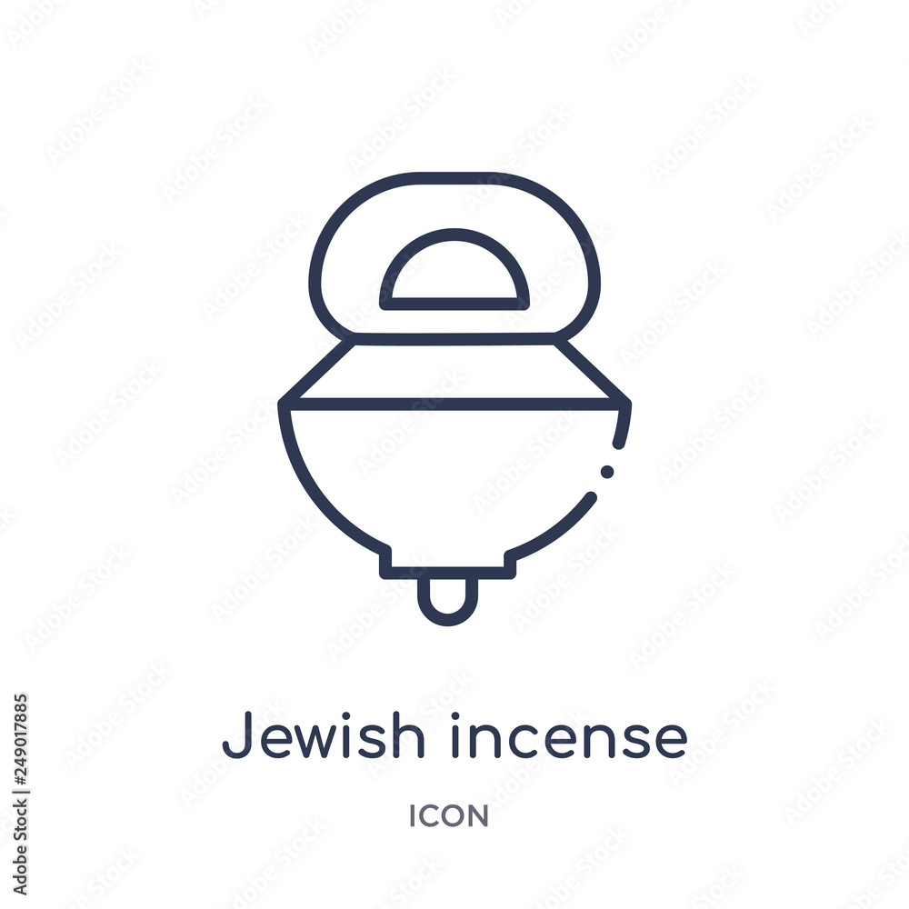 jewish incense icon from religion outline collection. Thin line jewish incense icon isolated on white background.