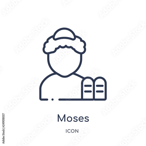 moses icon from religion outline collection. Thin line moses icon isolated on white background.