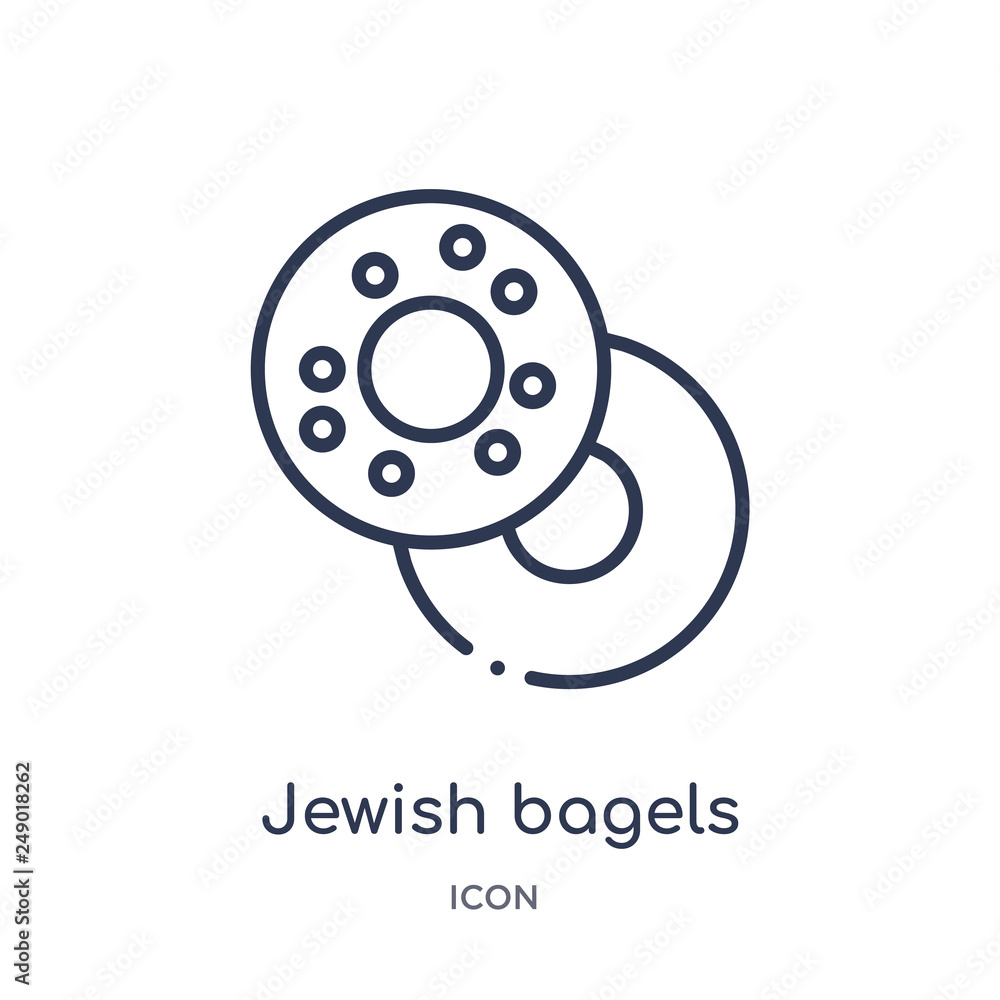 jewish bagels icon from religion outline collection. Thin line jewish bagels icon isolated on white background.