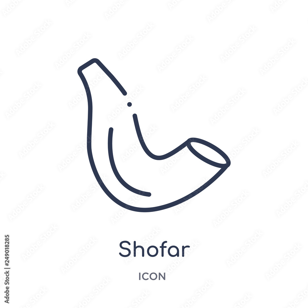 Obraz premium shofar icon from religion outline collection. Thin line shofar icon isolated on white background.