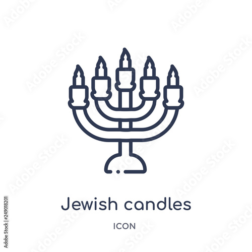 jewish candles icon from religion outline collection. Thin line jewish candles icon isolated on white background.