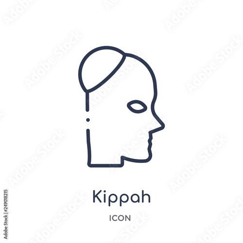 kippah icon from religion outline collection. Thin line kippah icon isolated on white background.