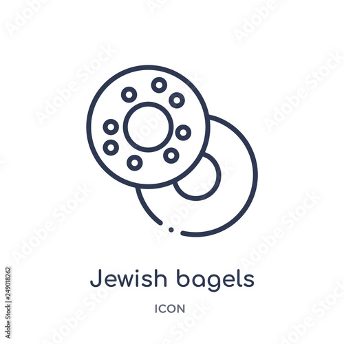 jewish bagels icon from religion outline collection. Thin line jewish bagels icon isolated on white background.