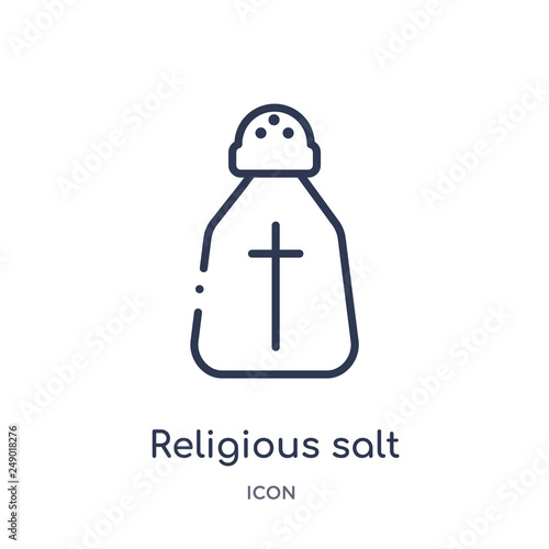 religious salt icon from religion outline collection. Thin line religious salt icon isolated on white background.