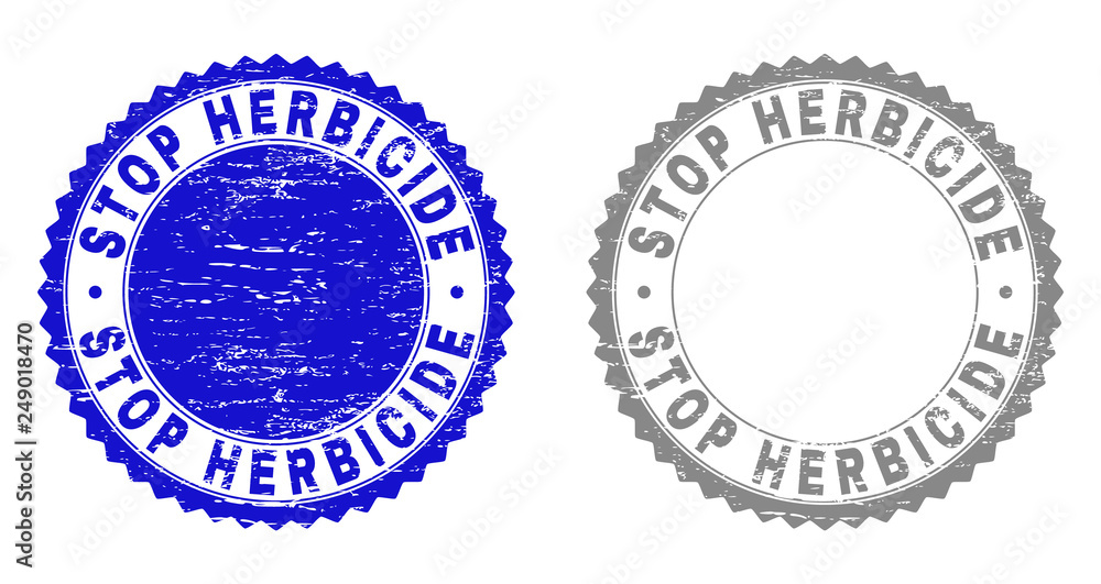 Grunge STOP HERBICIDE stamp seals isolated on a white background ...